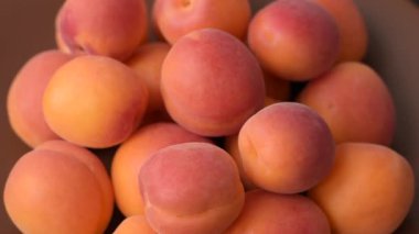 Taze olgun meyve kayısıları kırmızı sarı renktedir. Tasarımınız için arka plan olarak kayısılar