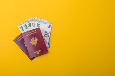 Seyahat etmek, uçmak ve iş yapmak için Fransız pasaportu. Fransa belgesi, sınırı geçmek için kimlik