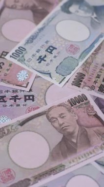 Japon kağıt para birimi, Japonya 'nın parasının arka planı. Asya işi, satışlar, sigorta, vergiler