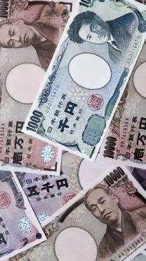 Japon kağıt para birimi, Japonya 'nın parasının arka planı. Asya işi, satışlar, sigorta, vergiler