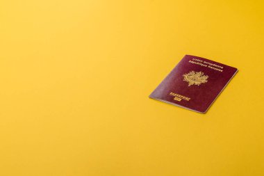 Seyahat etmek, uçmak ve iş yapmak için Fransız pasaportu. Fransa belgesi, sınırı geçmek için kimlik
