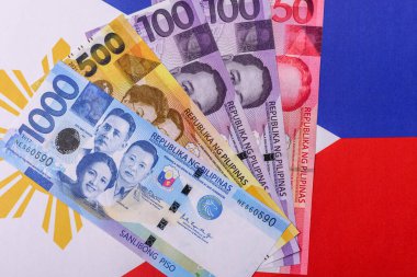 Filipinler parası, peso, kağıt banknotlar, nakit. Filipinler 'de iş yapmak, seyahat etmek için para
