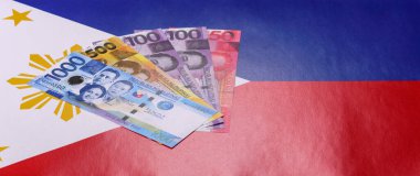 Filipinler parası, peso, kağıt banknotlar, nakit. Filipinler 'de iş yapmak, seyahat etmek için para
