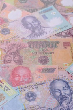 Vietnam parası, penis, kağıt banknotlar, nakit. Vietnam parası iş yapmak, seyahat etmek için.