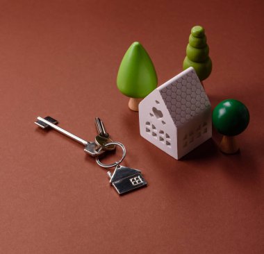 Anahtarlar, gayrimenkul, kendi evin ya da iş yerin ipotekle alınmış. Mülkiyet ve kapının anahtarları.