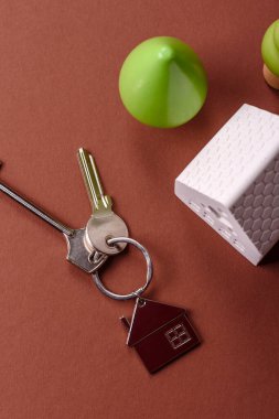 Anahtarlar, gayrimenkul, kendi evin ya da iş yerin ipotekle alınmış. Mülkiyet ve kapının anahtarları.