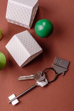 Anahtarlar, gayrimenkul, kendi evin ya da iş yerin ipotekle alınmış. Mülkiyet ve kapının anahtarları.