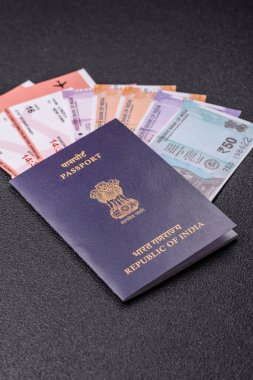 Hindistan pasaportu ve seyahat, uçma ve iş yapma biletleri. Hindistan belgesi, sınırı geçmek için kimlik