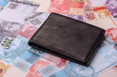 Brezilya 'nın nakit kağıt parası, yatırım, tasarruf ve kârlı yatırımların kavramsal bir geçmişi olarak farklı mezheplerin notları. Tasarımınız için Brezilya nakit gerçekleriName