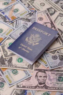 Seyahat, uçmak ve iş yapmak için ABD pasaportu. ABD belgesi, sınırı geçmek için kimlik