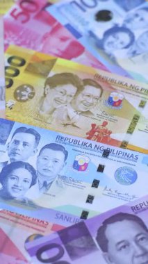 Filipinler parası, peso, kağıt banknotlar, nakit. Filipinler 'de iş yapmak, seyahat etmek için para