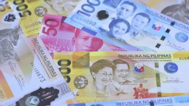 Filipinler parası, peso, kağıt banknotlar, nakit. Filipinler 'de iş yapmak, seyahat etmek için para