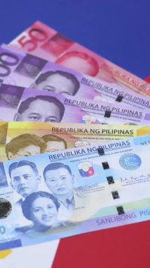 Filipinler parası, peso, kağıt banknotlar, nakit. Filipinler 'de iş yapmak, seyahat etmek için para
