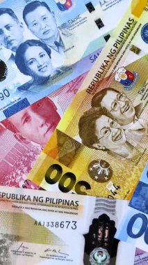 Filipinler parası, peso, kağıt banknotlar, nakit. Filipinler 'de iş yapmak, seyahat etmek için para