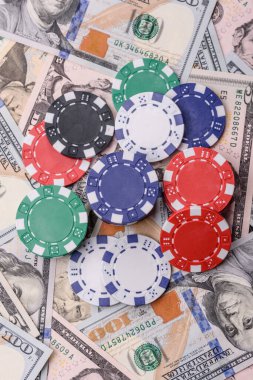 Kumarhane fişleri, bahisler, kumar, kazanma ya da kaybetme riski. Tasarımınız için arka plan olarak bahis çipleri