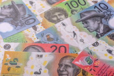 Avustralya parası, nakit, iş, mali ve vergi konuları için banknotlar. Avustralya parası finansal bir geçmiş olarak