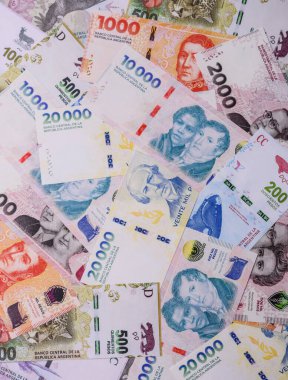 Arjantin kağıt parası, döviz veya seyahat için para birimi olarak peso banknotlar. İş geçmişi olarak Arjantin parası