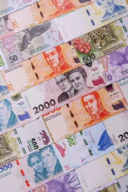 Arjantin kağıt parası, döviz veya seyahat için para birimi olarak peso banknotlar. İş geçmişi olarak Arjantin parası