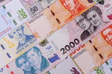 Arjantin kağıt parası, döviz veya seyahat için para birimi olarak peso banknotlar. İş geçmişi olarak Arjantin parası