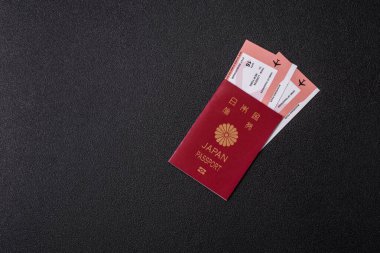 Japon vatandaşı pasaportu, seyahat, göç ya da turizm için vize belgesi. Tasarımınız için Japon pasaportu