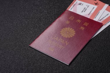 Japon vatandaşı pasaportu, seyahat, göç ya da turizm için vize belgesi. Tasarımınız için Japon pasaportu