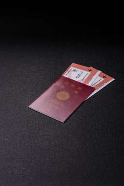 Japon vatandaşı pasaportu, seyahat, göç ya da turizm için vize belgesi. Tasarımınız için Japon pasaportu