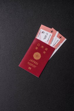 Japon vatandaşı pasaportu, seyahat, göç ya da turizm için vize belgesi. Tasarımınız için Japon pasaportu