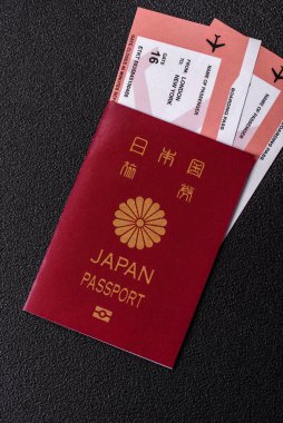 Japon vatandaşı pasaportu, seyahat, göç ya da turizm için vize belgesi. Tasarımınız için Japon pasaportu