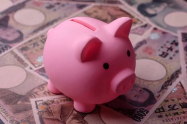 Japonya, Japon yeni kağıt banknotlar, iş için para, finansal işlemler ve anlaşmalar. Tasarımınız için finansal bir arkaplan olarak Japonca yen.