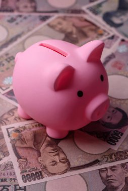 Japonya, Japon yeni kağıt banknotlar, iş için para, finansal işlemler ve anlaşmalar. Tasarımınız için finansal bir arkaplan olarak Japonca yen.