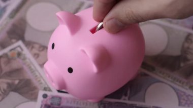 Japonya, Japon yeni kağıt banknotlar, iş için para, finansal işlemler ve anlaşmalar. Tasarımınız için finansal bir arkaplan olarak Japonca yen.