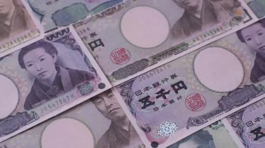 Japonya, Japon yeni kağıt banknotlar, iş için para, finansal işlemler ve anlaşmalar. Tasarımınız için finansal bir arkaplan olarak Japonca yen.