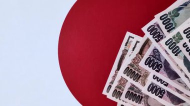 Japonya, Japon yeni kağıt banknotlar, iş için para, finansal işlemler ve anlaşmalar. Tasarımınız için finansal bir arkaplan olarak Japonca yen.