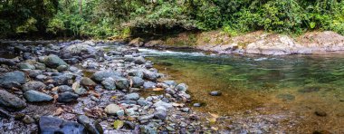 And Choco nehri, bir sürü yeşil orman, saf su ve yuvarlak kayalar.