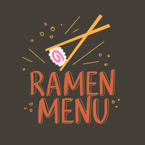 Ramen Logo Tasarım Çizimi Yemek Çubuklarıyla Ramen Menü Logosu Şablonu — Stok Vektör