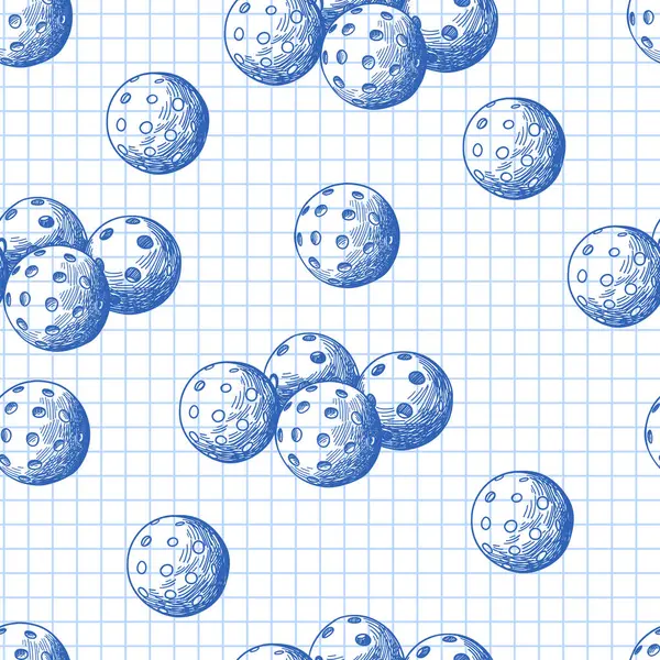 Vector Seamless Pattern Pickleball Equipment Background Balls Sport Illustration — Stock Vector