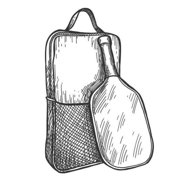 Vector Sport Illustration Bag Rackets Pickleball Equipment Black White — Stock Vector