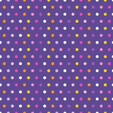 Mor arkaplanda benek deseni var. Vektör kusursuz desen. Çocuk kıyafetleri ve okul malzemeleri için harika.