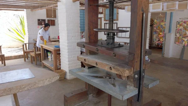 Kolumbia Barichara Fabryka Papieru Domowej Roboty Produkcji Papieru Kompletny Proces — Zdjęcie stockowe
