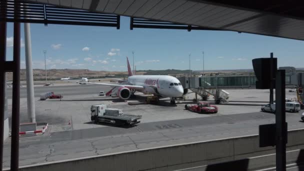 Madrid 2022 Iberia Airlines Volando Avión Vista Desde Ventana Del — Vídeo de stock