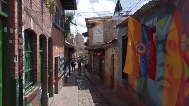 Ameryka Południowa Kolumbia Bogota Sierpień 2022 Candelaria Stara Historyczna Hiszpańska — Wideo stockowe