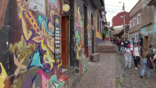 Sud America Colombia Bogotà Agosto 2022 Candelaria Antico Quartiere Coloniale — Video Stock