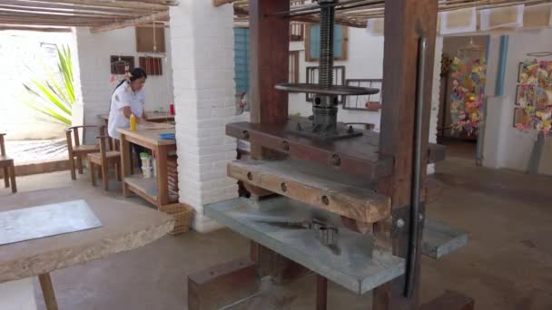 Kolumbia Barichara 2022 Fabryka Papieru Produkcji Arkuszy Papieru Naturalnych Liści — Wideo stockowe