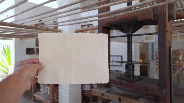 Колумбия Баричара Мастерская Бумажной Фабрики Производству Самодельной Бумаги Полный Процесс — стоковое видео
