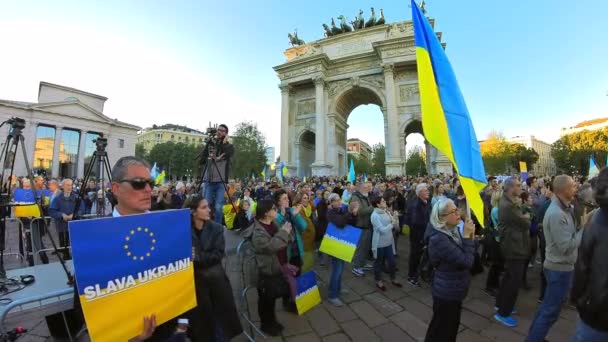 Europa Italia Milán 2022 Protesta Popular Contra Guerra Entre Ucrania — Vídeos de Stock