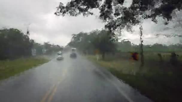 Footage View Road Windshield Car Rainy Day — 图库视频影像