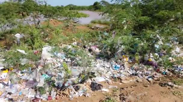 Kolumbia Uribia Gujiara 2022 Nielegalne Nielegalne Składowisko Odpadów Naturze Tworzyw — Wideo stockowe