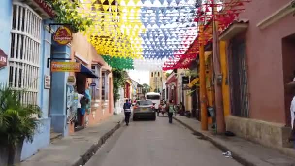 Colombie Cartagena Indias 2022 Promenade Dans Les Rues Ancien Patrimoine — Video