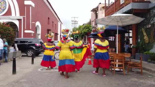 콜롬비아 Cartagena Indias 2022 콜롬비아 색깔의 전통적 여성들의 모습을 스페인 — 비디오