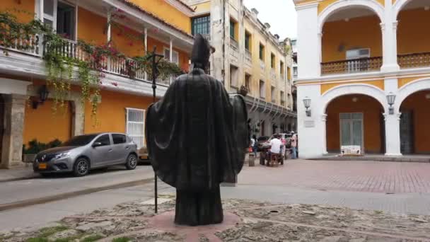 Колумбия Картахена Индиас 2022 Прогулки Улицам Старого Испанского Колониального Наследия — стоковое видео